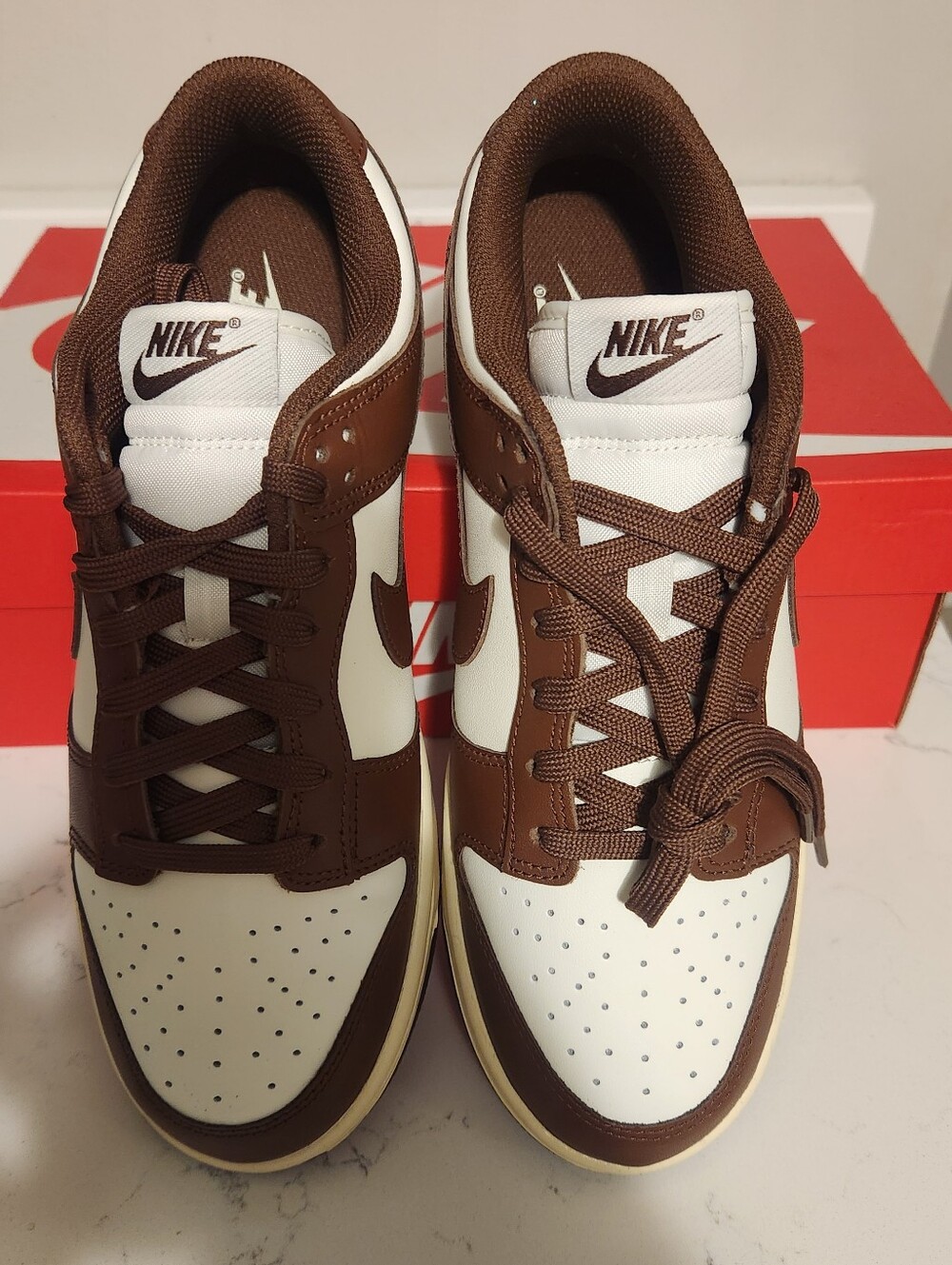 Womens Nike Brown and White Low-Top Dunk Sneakers 8.5